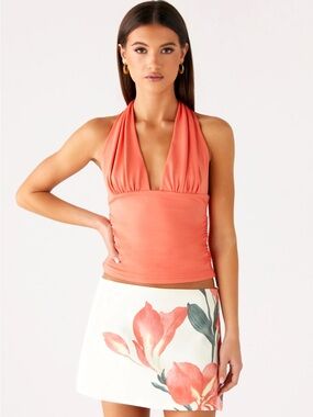 Peppermayo Avena Halter Coral Halter Tank Top 0 XXS NWT